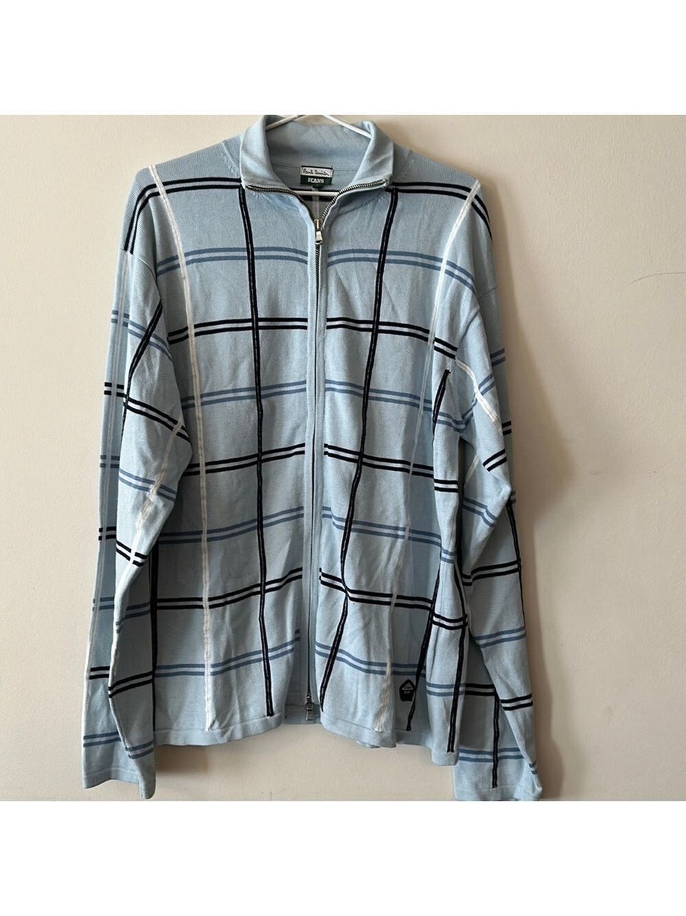 PAUL Smith Jeans Vintage Plaid Striped Zip-Up Cardigan